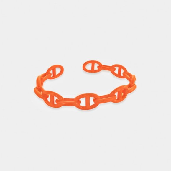 NEW Enamel Pink Mariner Chain Cuff Bracelet - Picture 5 of 11